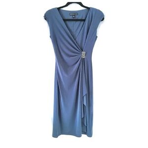 Vintage Gray Bodycon Dress Size 16 Stretch Work Midi Dress Shoulder Pad Classic